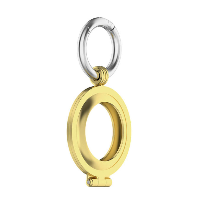 a.at7 .yg Main Yellow Gold StrapsCo Stainless Steel Keyring Apple AirTag Holder Protective Case 2