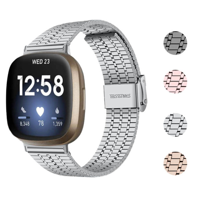 fb.m144.ss Gallery Silver StrapsCo Metal Band for Fitbit Versa 3