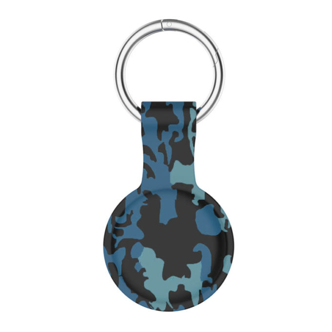 a.at9 .5 Back Blue Camo StrapsCo Silicone Rubber Pattern Keyring Holder for Apple AirTag