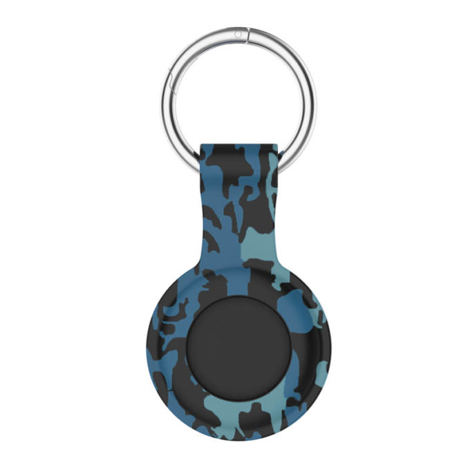 a.at9 .5 Main Blue Camo StrapsCo Silicone Rubber Pattern Keyring Holder for Apple AirTag