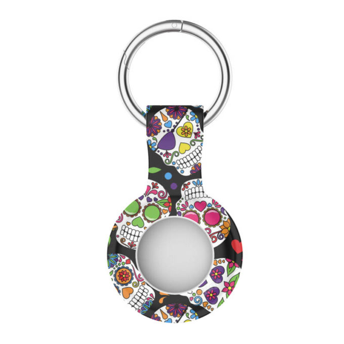 a.at9 .a Main Candy Skulls StrapsCo Silicone Rubber Pattern Keyring Holder for Apple AirTag