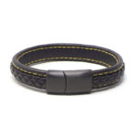 bx1.1.10.mb Main Black Yellow StrapsCo Braided Leather Bracelet with Black Clasp