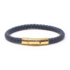 bx3.5.yg Blue Main StrapsCo Leather Bolo Bracelet with Yellow Gold Clasp