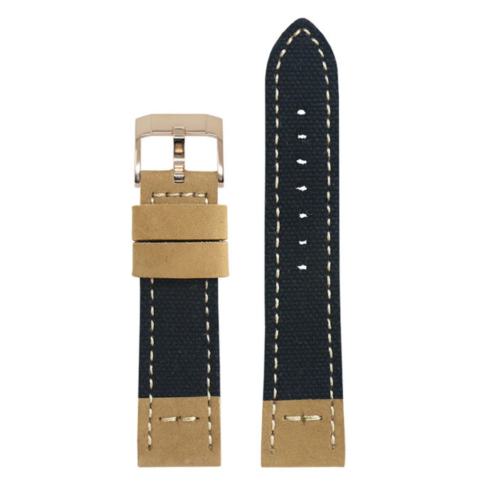 ds21.1.rg Main Black with Rose Gold Buckle DASSARI Vintage Canvas Strap Distressed Watch Strap Band 20mm 22mm 24mm