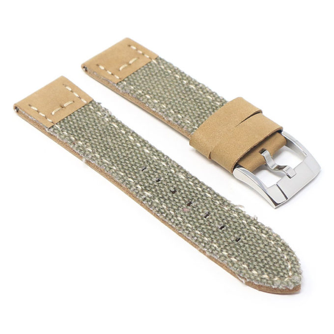 ds21.11.ps Angle Green with Polished Silver Buckle DASSARI Vintage Canvas Strap Distressed Watch Strap Band 20mm 22mm 24mm