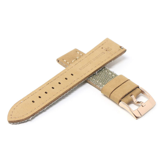 ds21.11.rg Cross Green with Rose Gold Buckle DASSARI Vintage Canvas Strap Distressed Watch Strap Band 20mm 22mm 24mm
