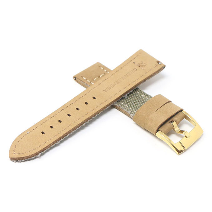 ds21.11.yg Cross Green with Yellow Gold Buckle DASSARI Vintage Canvas Strap Distressed Watch Strap Band 20mm 22mm 24mm