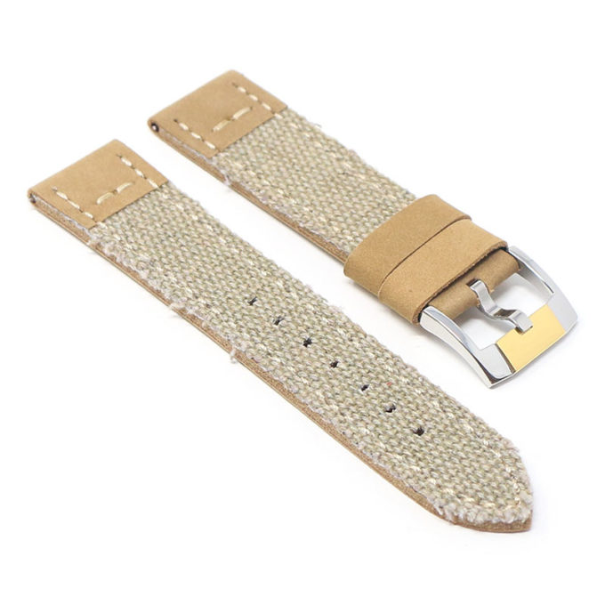 ds21.17.2t Angle Beige with Silver Yellow Gold Buckle DASSARI Vintage Canvas Strap Distressed Watch Strap Band 20mm 22mm 24mm