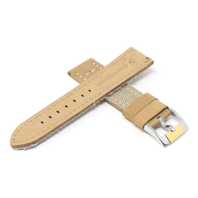 ds21.17.2t Cross Beige with Silver Yellow Gold Buckle DASSARI Vintage Canvas Strap Distressed Watch Strap Band 20mm 22mm 24mm