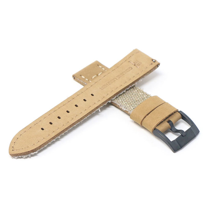 ds21.17.mb Cross Beige with Black Buckle DASSARI Vintage Canvas Strap Distressed Watch Strap Band 20mm 22mm 24mm