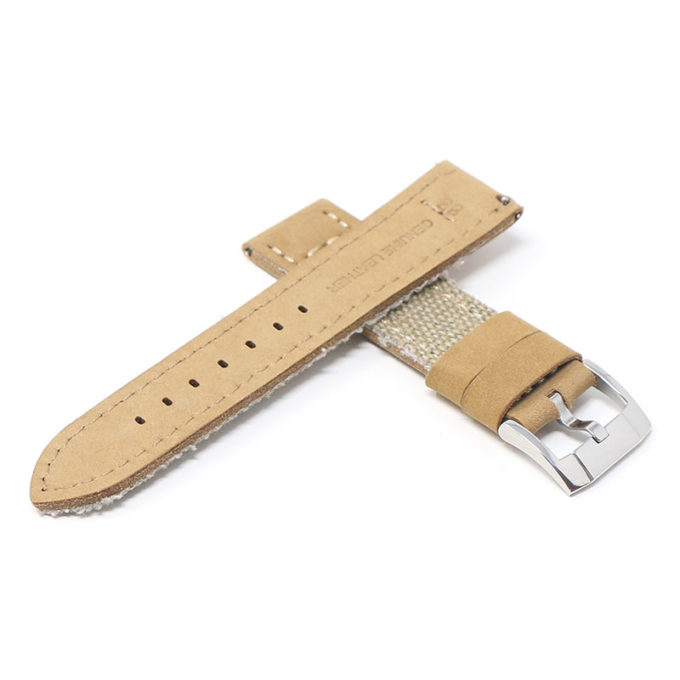 ds21.17.ps Cross Beige with Polished Silver Buckle DASSARI Vintage Canvas Strap Distressed Watch Strap Band 20mm 22mm 24mm