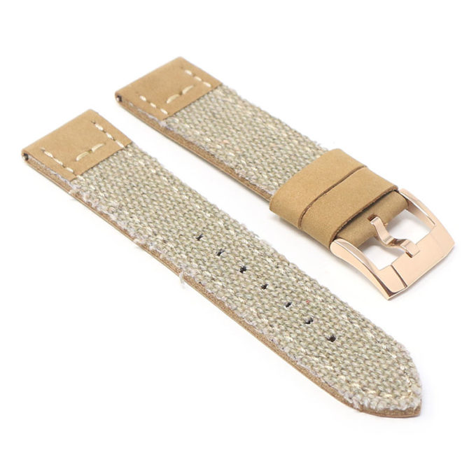 ds21.17.rg Angle Beige with Rose Gold Buckle DASSARI Vintage Canvas Strap Distressed Watch Strap Band 20mm 22mm 24mm