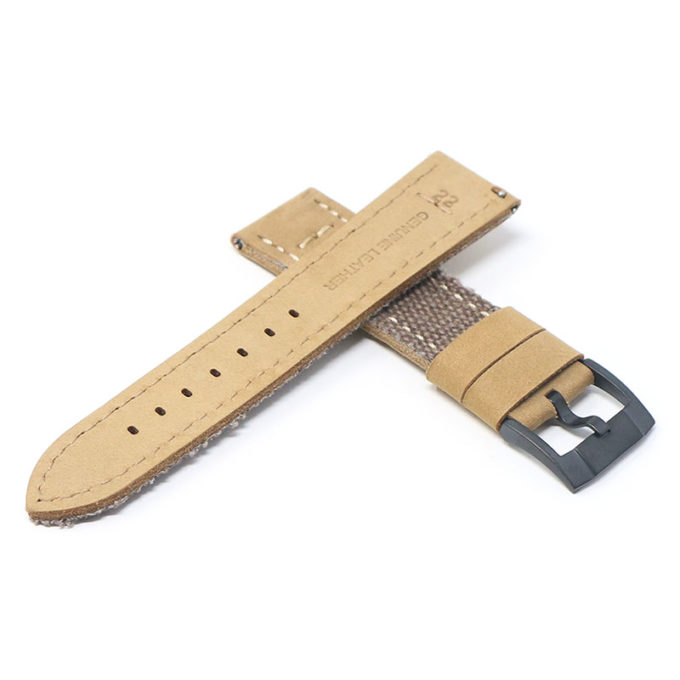 ds21.2.mb Cross Brown with Black Buckle DASSARI Vintage Canvas Strap Distressed Watch Strap Band 20mm 22mm 24mm