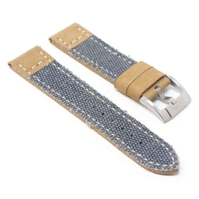 ds21.5.bs Angle Blue with Brushed Silver Buckle DASSARI Vintage Canvas Strap Distressed Watch Strap Band 20mm 22mm 24mm
