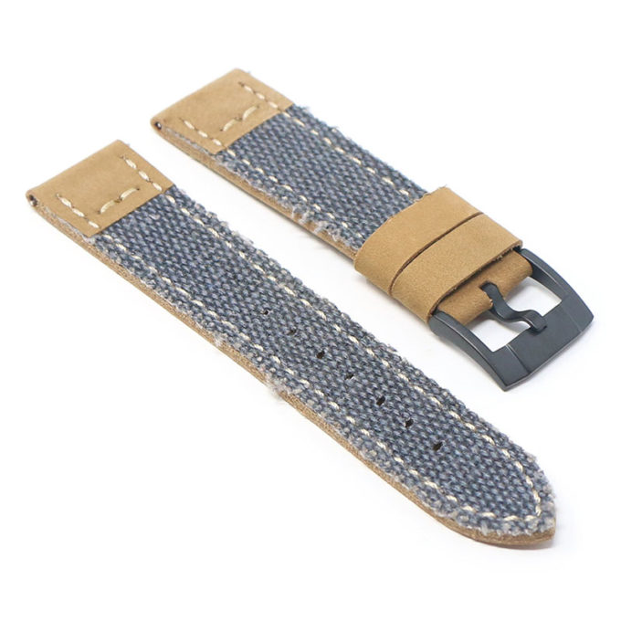 ds21.5.mb Angle Blue with Black Buckle DASSARI Vintage Canvas Strap Distressed Watch Strap Band 20mm 22mm 24mm