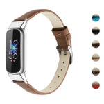 fb.l42 Gallery Brown StrapsCo Leather Band for Fitbit Luxe Genuine Leather Strap Band