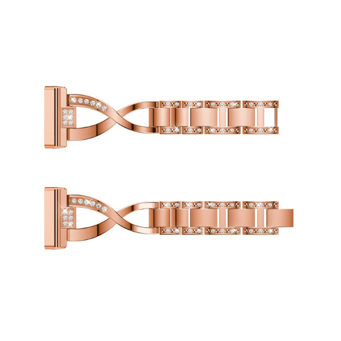 fb.m137.rg Up Rose Gold StrapsCo Metal Alloy and Rhinestone Bracelet with X Links for Fitbit Sense Versa 3