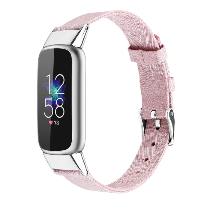 fb.ny37.13 Angle Silver Pink StrapsCo Canvas Strap for Fitbit Luxe Nylon Canvas Strap Band