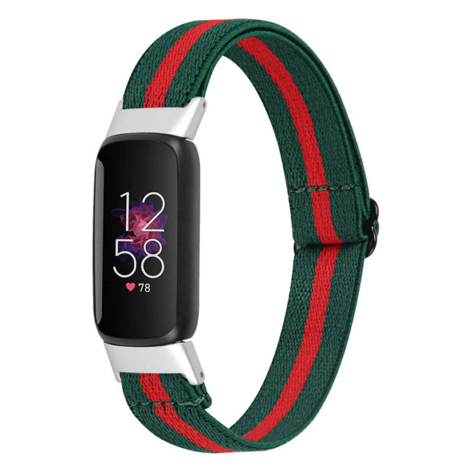 fb.ny40.11.6 Main Green Red StrapsCo Patterned Nylon Strap for Fitbit Luxe