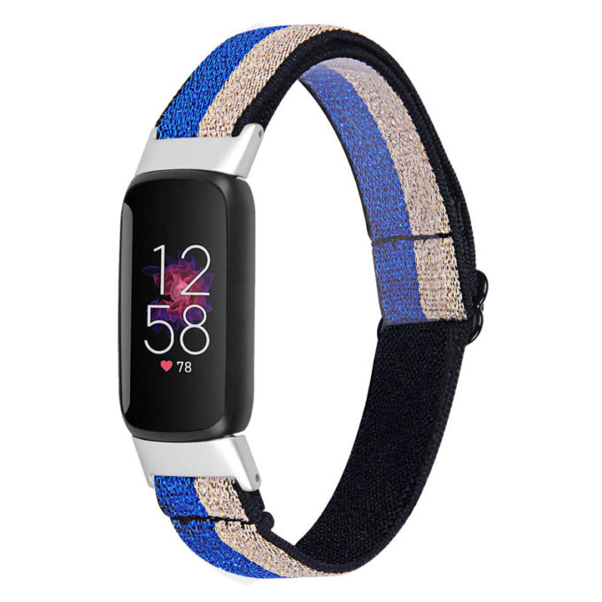 fb.ny40.5.22a Main Sparkly Blue Silver StrapsCo Patterned Nylon Strap for Fitbit Luxe