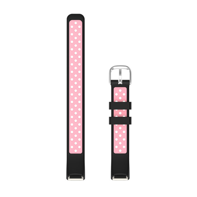 fb.r68.1.13 Upright Black Pink StrapsCo Perforated Rubber Sport Strap for Fitbit Luxe Silicone