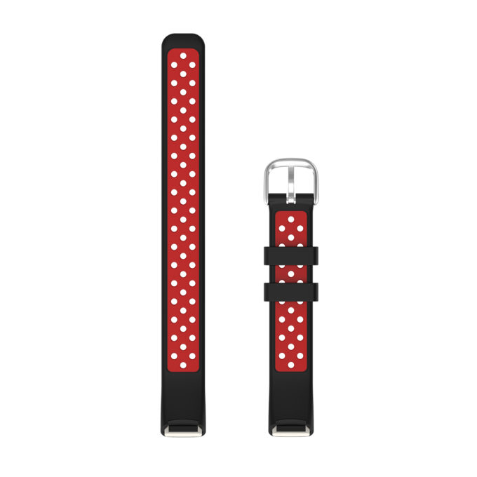 fb.r68.1.6 Upright Black Red StrapsCo Perforated Rubber Sport Strap for Fitbit Luxe Silicone