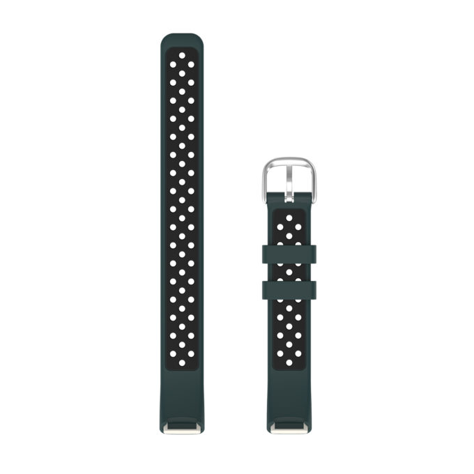 fb.r68.11.1 Upright Teal Black StrapsCo Perforated Rubber Sport Strap for Fitbit Luxe Silicone