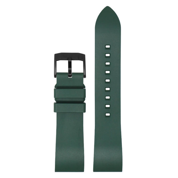 fk2.11.mb Main Green Black Buckle DASSARI Smooth FKM Rubber Quick Release Watch Strap with Brushed Silver Buckle