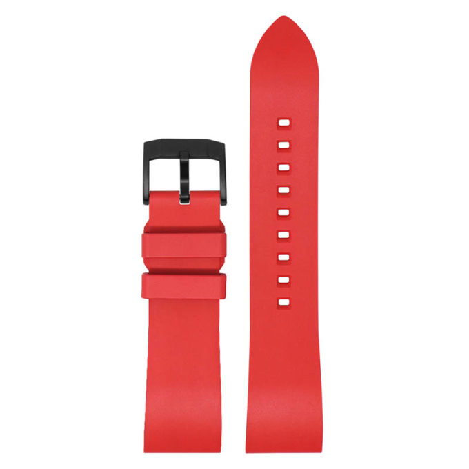 fk2.6.mb Main Red Black Buckle DASSARI Smooth FKM Rubber Quick Release Watch Strap with Brushed Silver Buckle