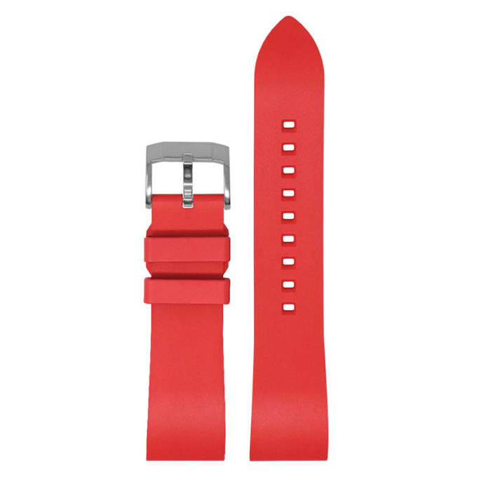 fk2.6.ps Main Red Polished Silver Buckle DASSARI Smooth FKM Rubber Quick Release Watch Strap with Brushed Silver Buckle