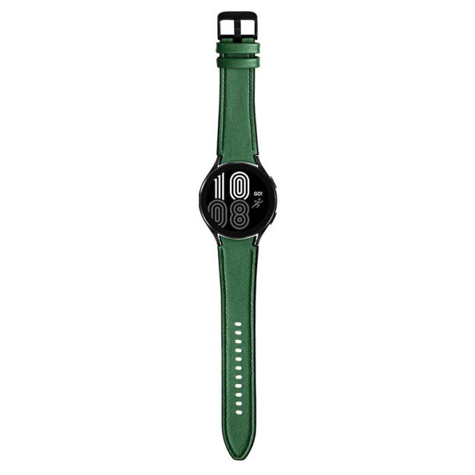 s.l1.11a Main Forest Green StrapsCo Genuine Leather Silicone Hybrid Strap for Samsung Galaxy Watch 4 Rubber Band
