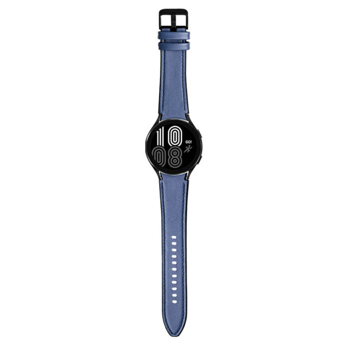 s.l1.5 Main Blue StrapsCo Genuine Leather Silicone Hybrid Strap for Samsung Galaxy Watch 4 Rubber Band