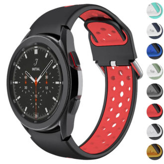 s.r25 Gallery Black Red StrapsCo Perforated Soft Silicone Strap for Samsung Galaxy Watch 4