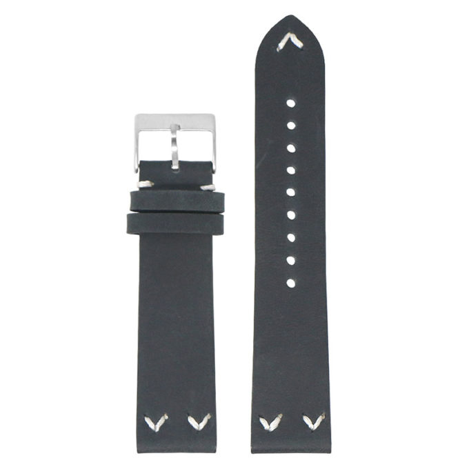ds22.1 Main Black DASSARI V Stitch Vintage Distressed Leather Watch Band Strap Quick Release 18mm 19mm 20mm 21mm 22mm 24mm