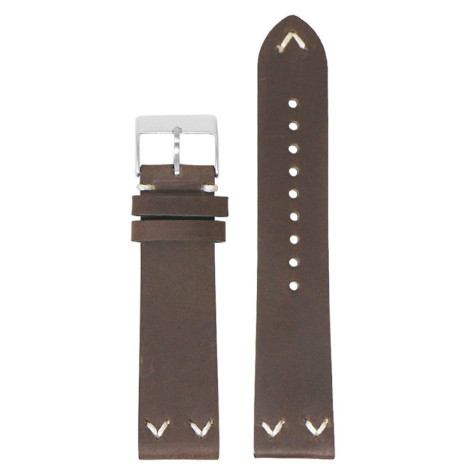 ds22.2 Main Dark Brown DASSARI V Stitch Vintage Distressed Leather Watch Band Strap Quick Release 18mm 19mm 20mm 21mm 22mm 24mm