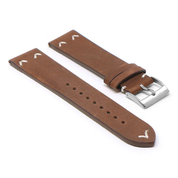 Ds22.8 Angle Brown DASSARI V Stitch Vintage Distressed Leather Watch Band Strap Quick Release 18mm 19mm 20mm 21mm 22mm 24mm