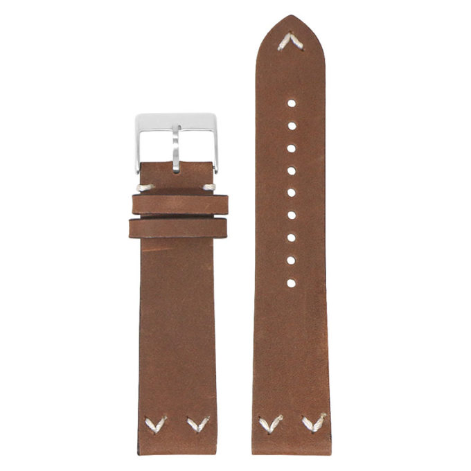 ds22.8 Main Brown DASSARI V Stitch Vintage Distressed Leather Watch Band Strap Quick Release 18mm 19mm 20mm 21mm 22mm 24mm