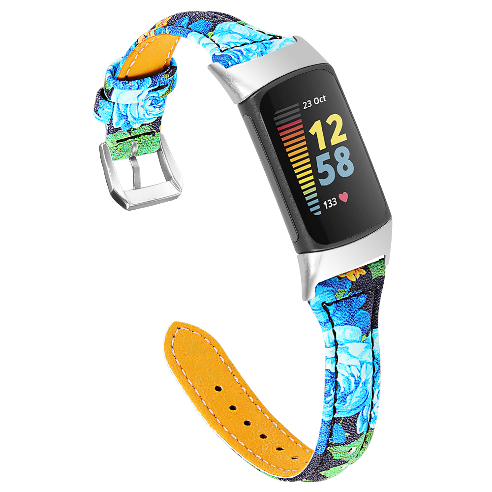 Floral Leather Strap for Fitbit 5 StrapsCo