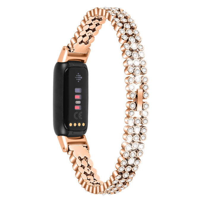 fb.m149.rg Main Rose Gold StrapsCo Rhinestone Strap for Fitbit Luxe Stainless Steel Metal