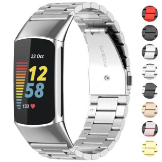 Fb.m155 Gallery (Silver) StrapsCo Stainless Steel Band For Fitbit Charge 5 Metal Strap
