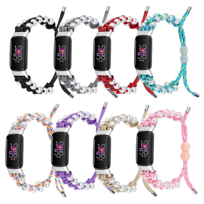 fb.ny36 All Color StrapsCo Adjustable Bead Strap for Fitbit Luxe Nylon Canvas Strap Band
