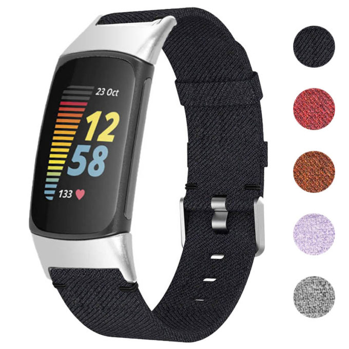 Fb.ny43 Gallery (Black) StrapsCo Canvas Strap For Fitbit Charge 5 Nylon Band