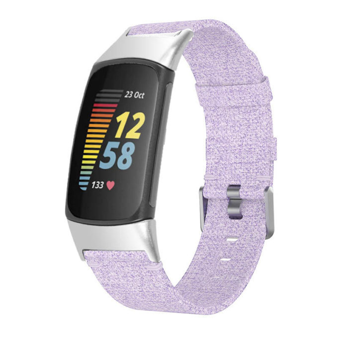 Fb.ny43.18 Main Lilac StrapsCo Canvas Strap For Fitbit Charge 5 Nylon Band