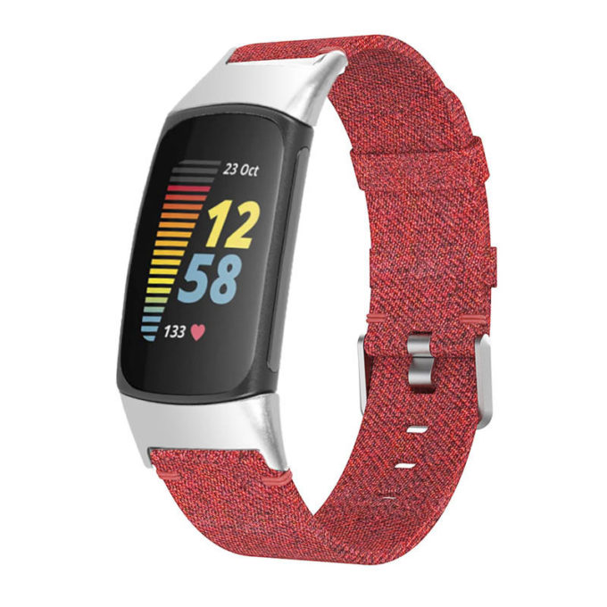 Fb.ny43.6 Main Red StrapsCo Canvas Strap For Fitbit Charge 5 Nylon Band