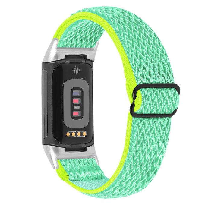 Fb.ny45.11.10 Main Turquoise & Green StrapsCo Nylon Strap For Fitbit Charge 5 Canvas Band