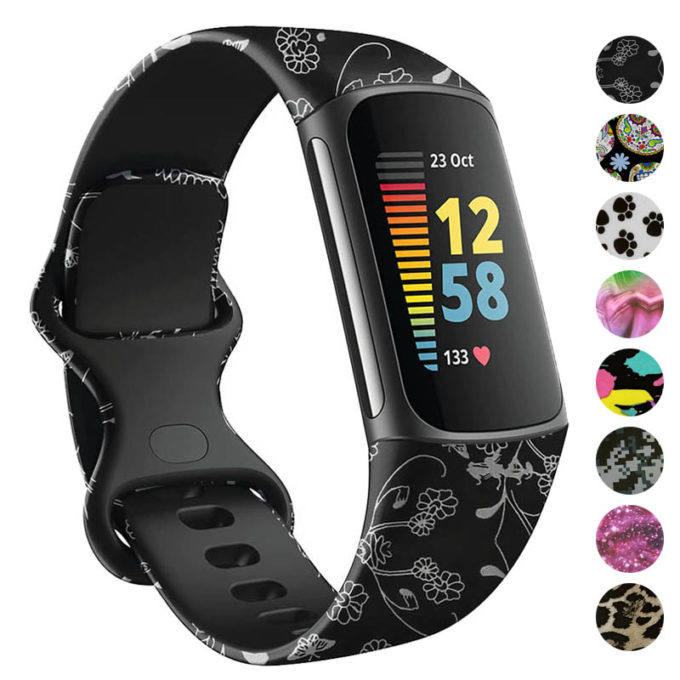 Fb.r70 Gallery (Bloom) StrapsCo Pattern Infinity Band For Fitbit Charge 5 Silicone Rubber Strap