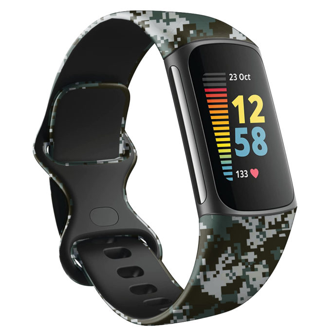 Fb.r70.d Main Pixels StrapsCo Pattern Infinity Band For Fitbit Charge 5 Silicone Rubber Strap