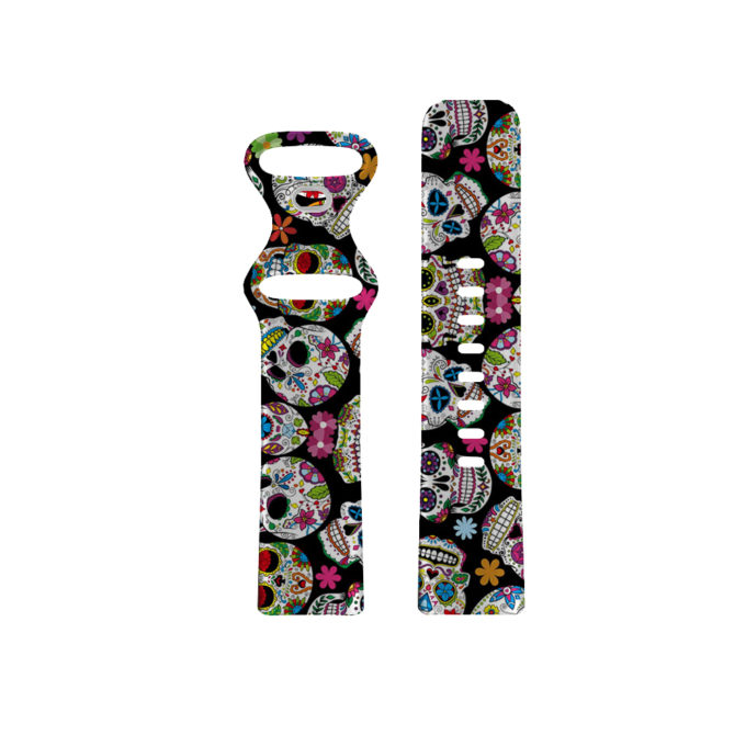 Fb.r70.e Upright Sugar Skull StrapsCo Pattern Infinity Band For Fitbit Charge 5 Silicone Rubber Strap