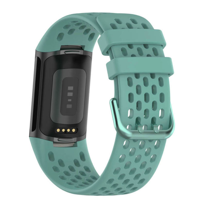 Fb.r71.11 Back Green StrapsCo Rubber Sport Band For Fitbit Charge 5 Silicone Strap