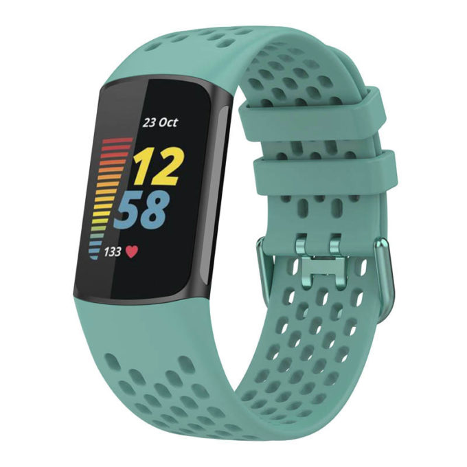 Fb.r71.11 Main Green StrapsCo Rubber Sport Band For Fitbit Charge 5 Silicone Strap